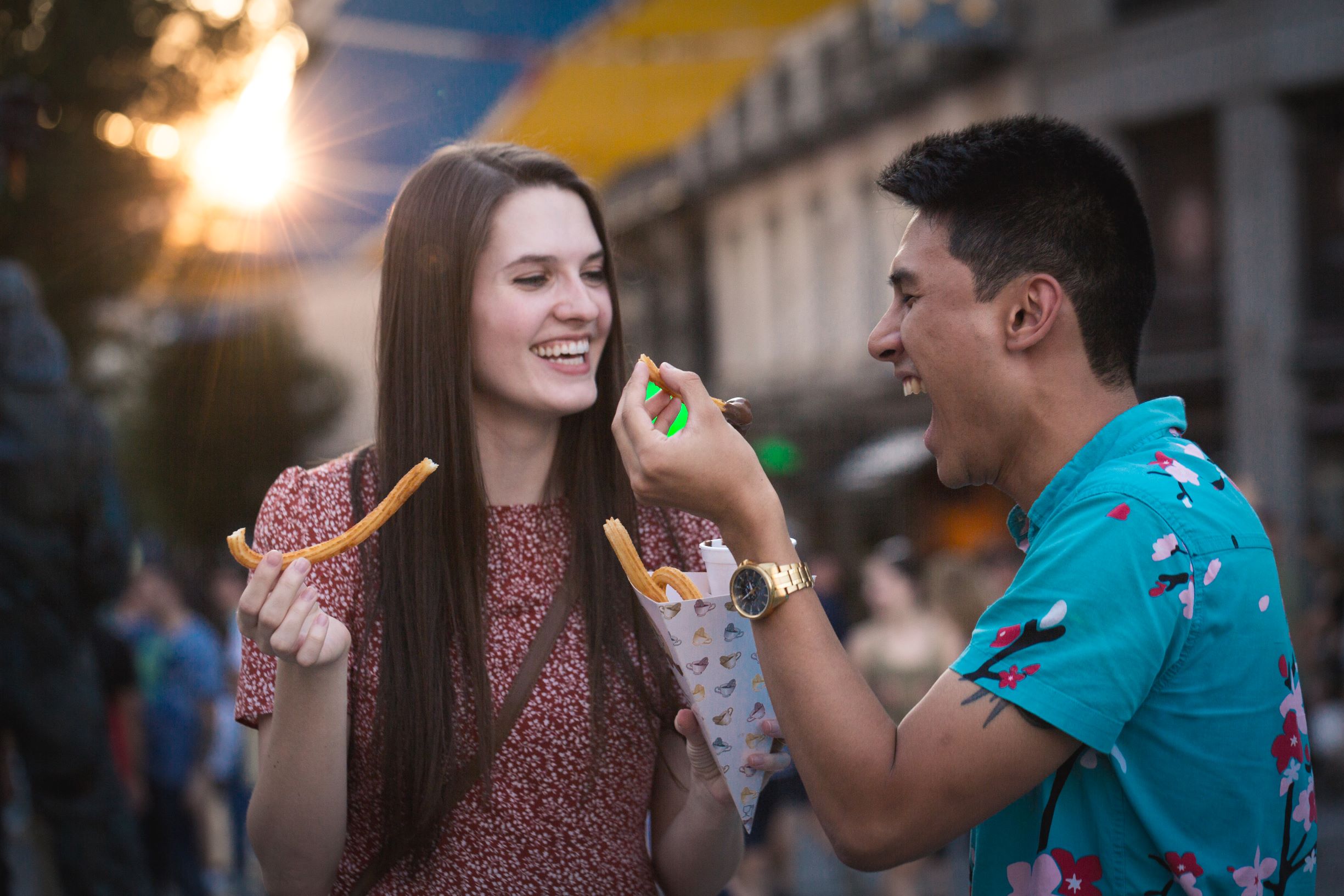 Beacon Fellows enjoy churros con chocolate in Madrid.